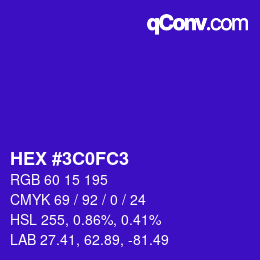 カラーコード: HEX #3C0FC3 | qconv.com