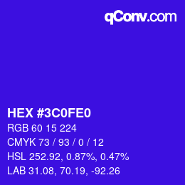 Color code: HEX #3C0FE0 | qconv.com