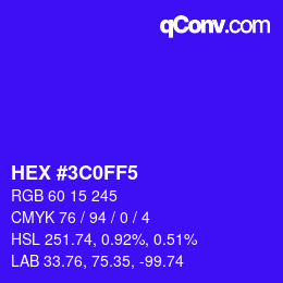 Color code: HEX #3C0FF5 | qconv.com