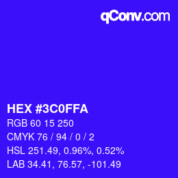 カラーコード: HEX #3C0FFA | qconv.com