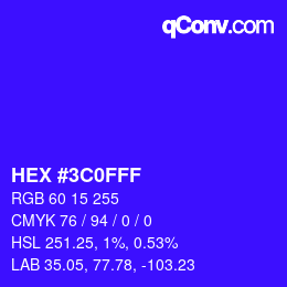 カラーコード: HEX #3C0FFF | qconv.com