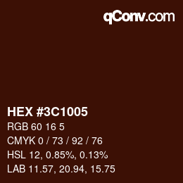 Color code: HEX #3C1005 | qconv.com