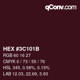 Color code: HEX #3C101B | qconv.com
