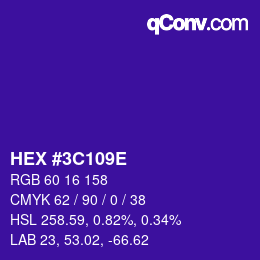 Color code: HEX #3C109E | qconv.com
