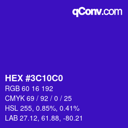 Color code: HEX #3C10C0 | qconv.com