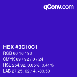 颜色代码: HEX #3C10C1 | qconv.com
