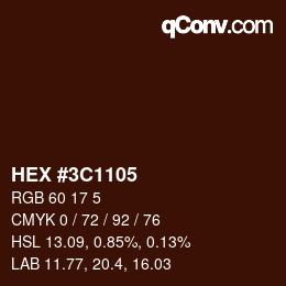 Color code: HEX #3C1105 | qconv.com