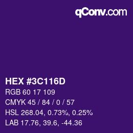 Color code: HEX #3C116D | qconv.com