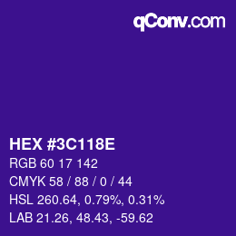Color code: HEX #3C118E | qconv.com