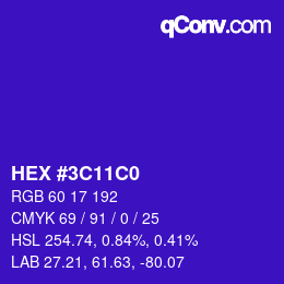 Color code: HEX #3C11C0 | qconv.com
