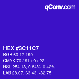 Color code: HEX #3C11C7 | qconv.com