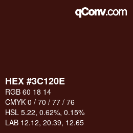 Color code: HEX #3C120E | qconv.com