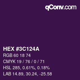 Farbcode: HEX #3C124A | qconv.com