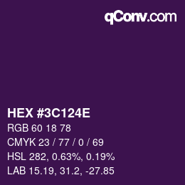 Color code: HEX #3C124E | qconv.com