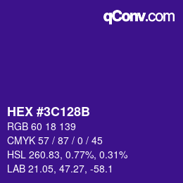 Color code: HEX #3C128B | qconv.com