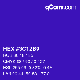 Color code: HEX #3C12B9 | qconv.com