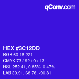 Color code: HEX #3C12DD | qconv.com