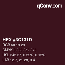 Color code: HEX #3C131D | qconv.com