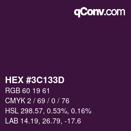 Color code: HEX #3C133D | qconv.com