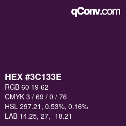 Color code: HEX #3C133E | qconv.com