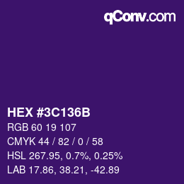 Color code: HEX #3C136B | qconv.com