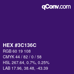 Color code: HEX #3C136C | qconv.com
