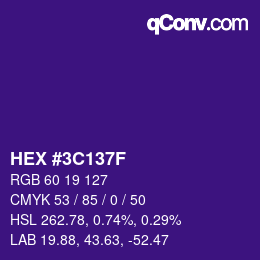 Color code: HEX #3C137F | qconv.com
