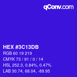 Color code: HEX #3C13DB | qconv.com