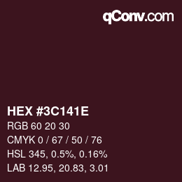Color code: HEX #3C141E | qconv.com