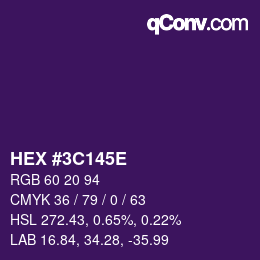 Color code: HEX #3C145E | qconv.com