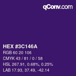 Color code: HEX #3C146A | qconv.com