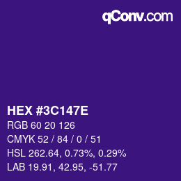 Color code: HEX #3C147E | qconv.com