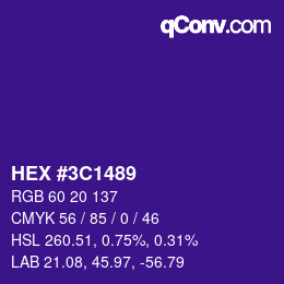 Color code: HEX #3C1489 | qconv.com