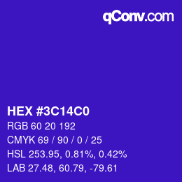 カラーコード: HEX #3C14C0 | qconv.com