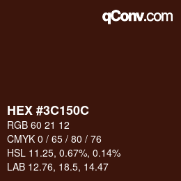 Color code: HEX #3C150C | qconv.com