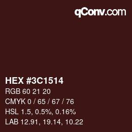 Color code: HEX #3C1514 | qconv.com