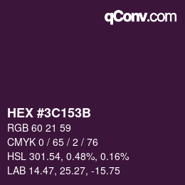 Color code: HEX #3C153B | qconv.com