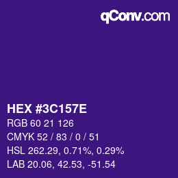 Color code: HEX #3C157E | qconv.com