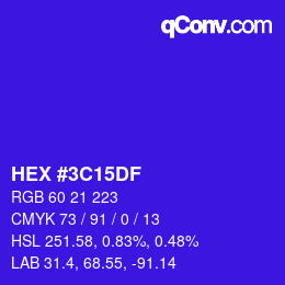 Color code: HEX #3C15DF | qconv.com