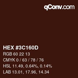 Color code: HEX #3C160D | qconv.com