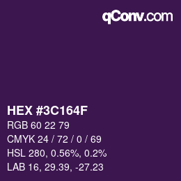 Color code: HEX #3C164F | qconv.com