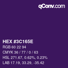 Color code: HEX #3C165E | qconv.com