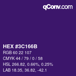 Color code: HEX #3C166B | qconv.com