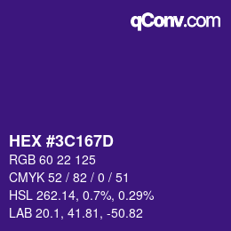 Color code: HEX #3C167D | qconv.com