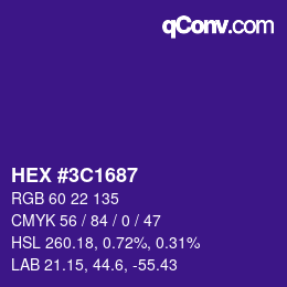 Color code: HEX #3C1687 | qconv.com