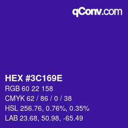 Color code: HEX #3C169E | qconv.com