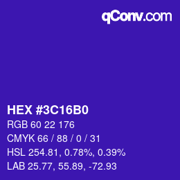 Color code: HEX #3C16B0 | qconv.com