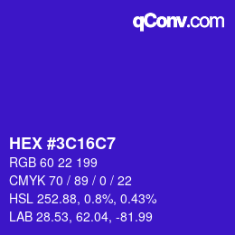 Color code: HEX #3C16C7 | qconv.com