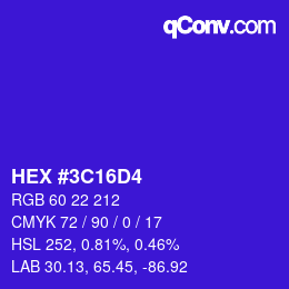 Color code: HEX #3C16D4 | qconv.com
