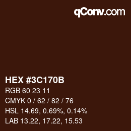 Color code: HEX #3C170B | qconv.com